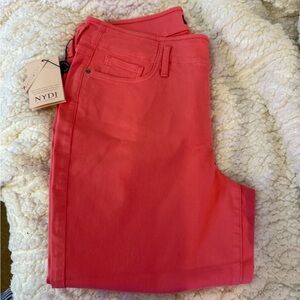 NYDJ Chloe Capri Jeans Pink Punch Size 12 NWT